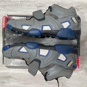 RARE FIND - Diesel Sneakers with Strap - Dark Gray and Blue - Size 10